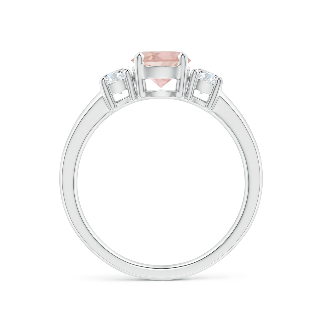 6mm AAAA Classic Morganite and Diamond Three Stone Engagement Ring in P950 Platinum Side-1