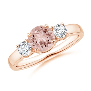 6mm AAAA Classic Morganite and Diamond Three Stone Engagement Ring in Rose Gold