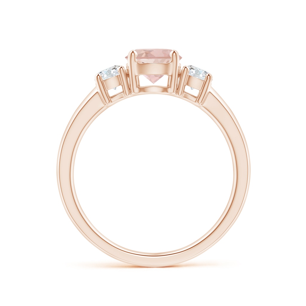 6mm AAAA Classic Morganite and Diamond Three Stone Engagement Ring in Rose Gold Side-1