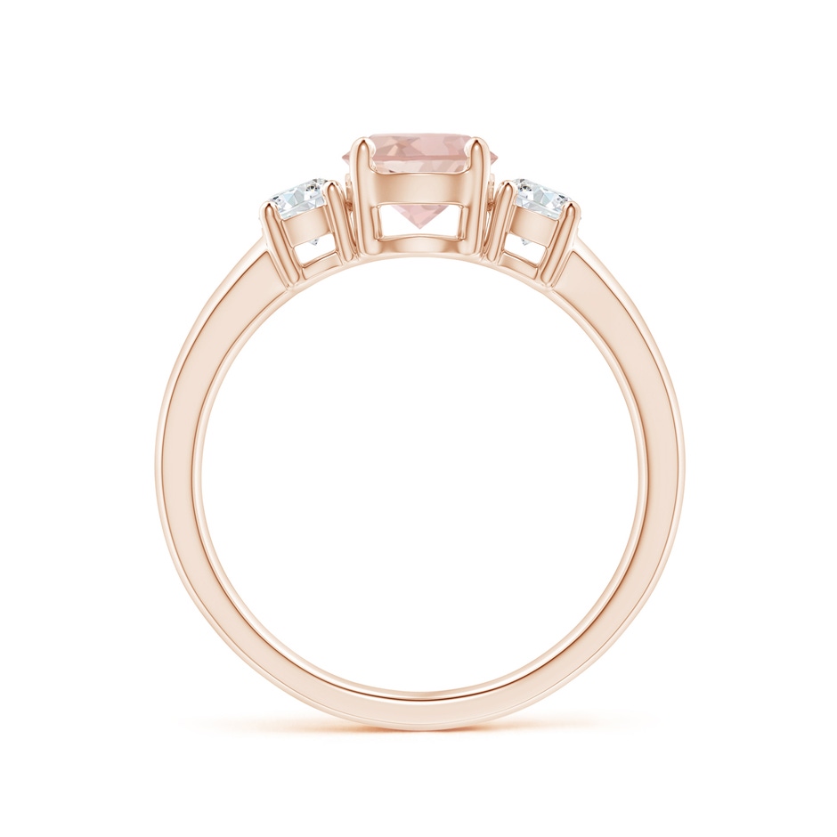 6mm AAAA Classic Morganite and Diamond Three Stone Engagement Ring in Rose Gold side-1