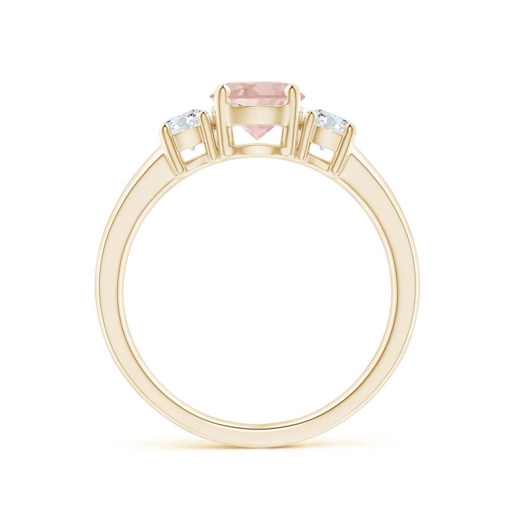 6mm AAAA Classic Morganite and Diamond Three Stone Engagement Ring in Yellow Gold - side_1
