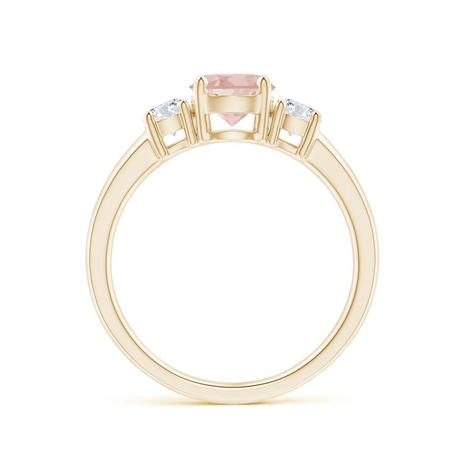 6mm AAAA Classic Morganite and Diamond Three Stone Engagement Ring in Yellow Gold side-1