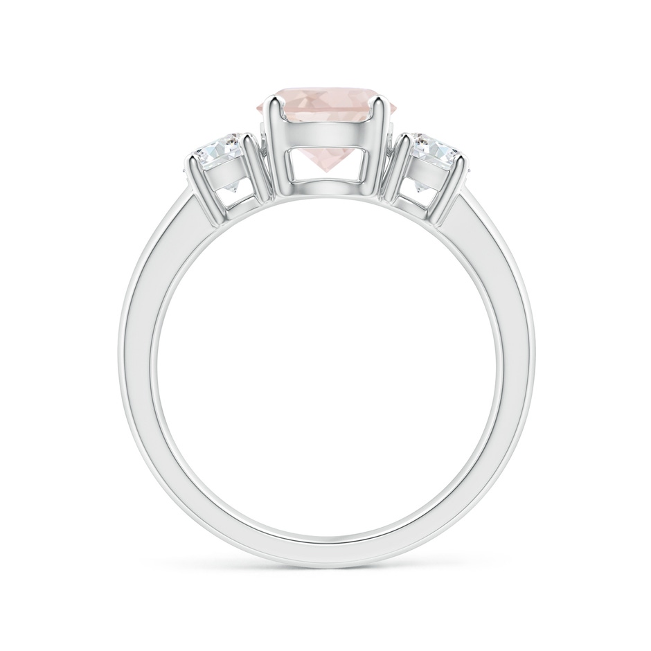 7mm A Classic Morganite and Diamond Three Stone Engagement Ring in White Gold side-1