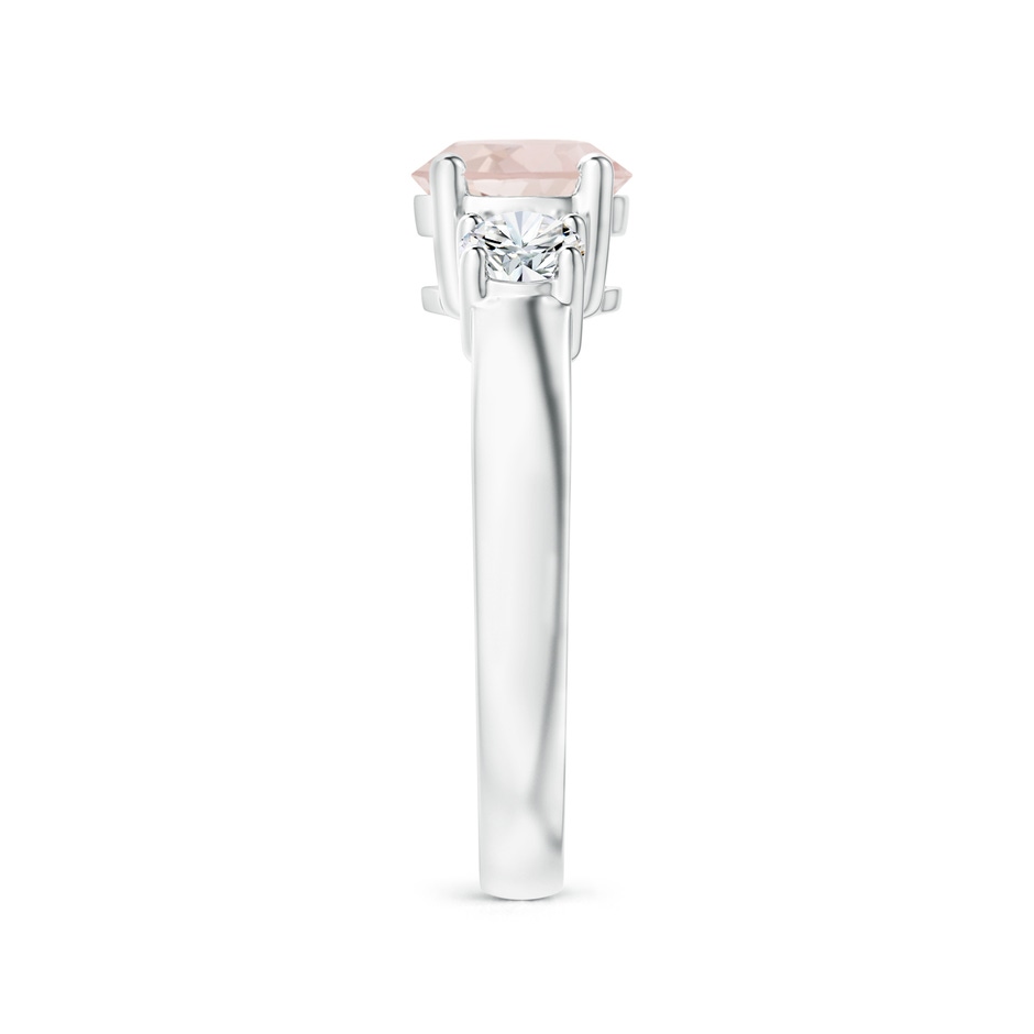 7mm A Classic Morganite and Diamond Three Stone Engagement Ring in White Gold side-2
