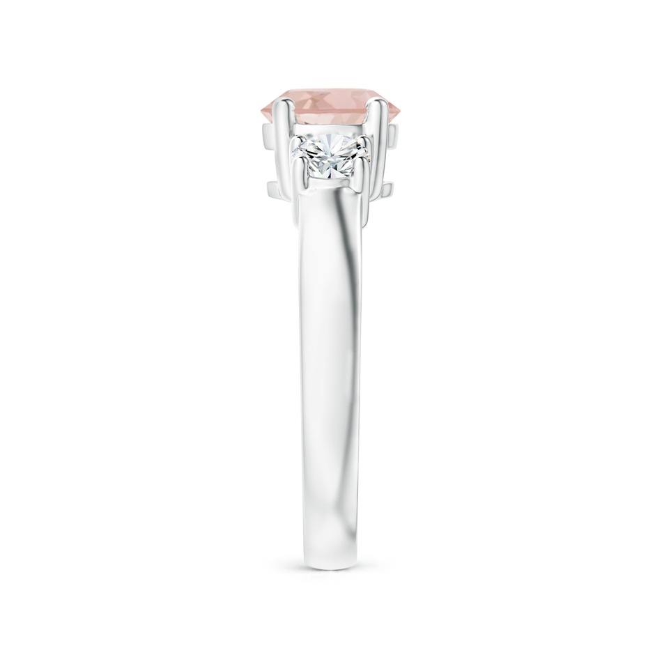 7mm AAA Classic Morganite and Diamond Three Stone Engagement Ring in White Gold side-2