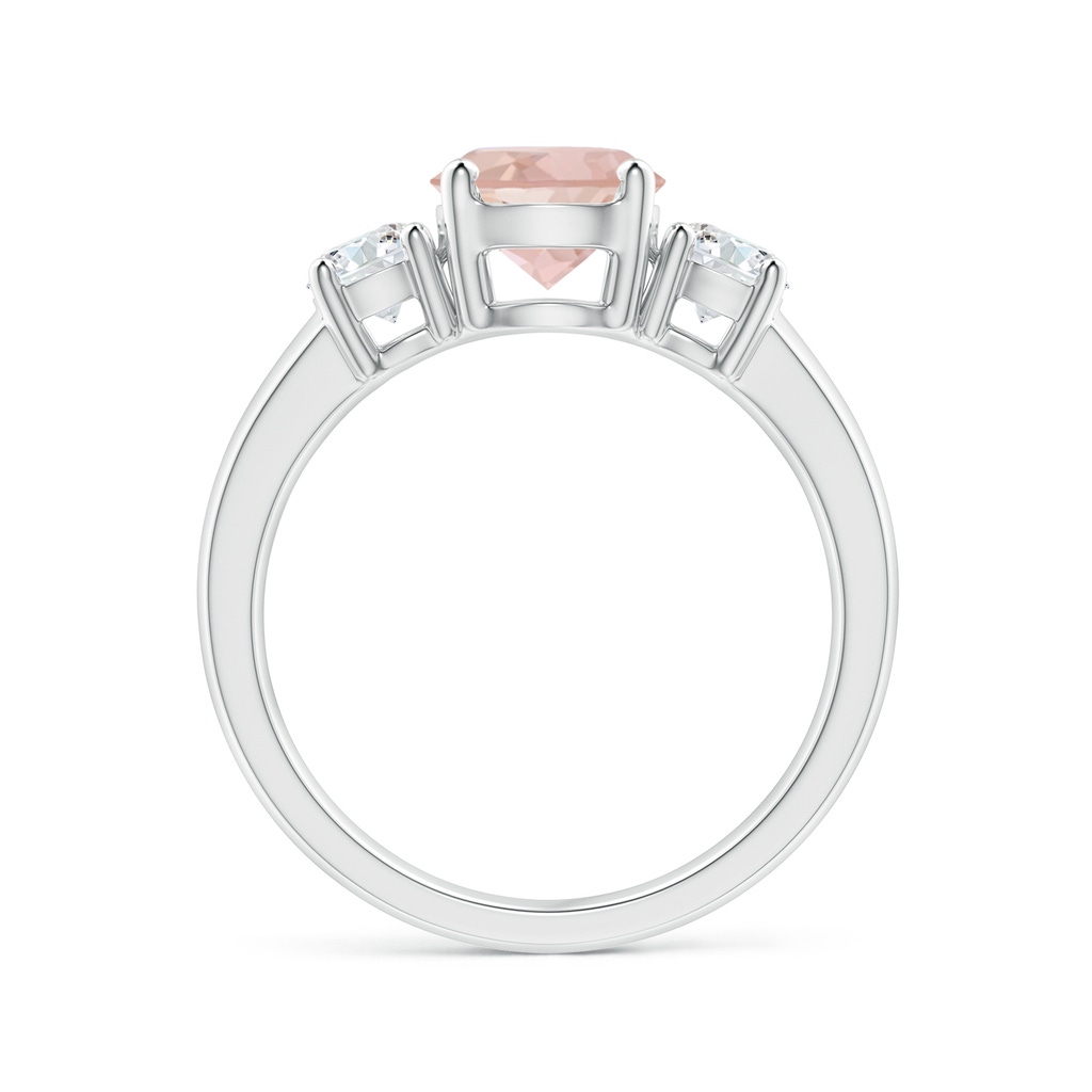 7mm AAAA Classic Morganite and Diamond Three Stone Engagement Ring in P950 Platinum Side-1