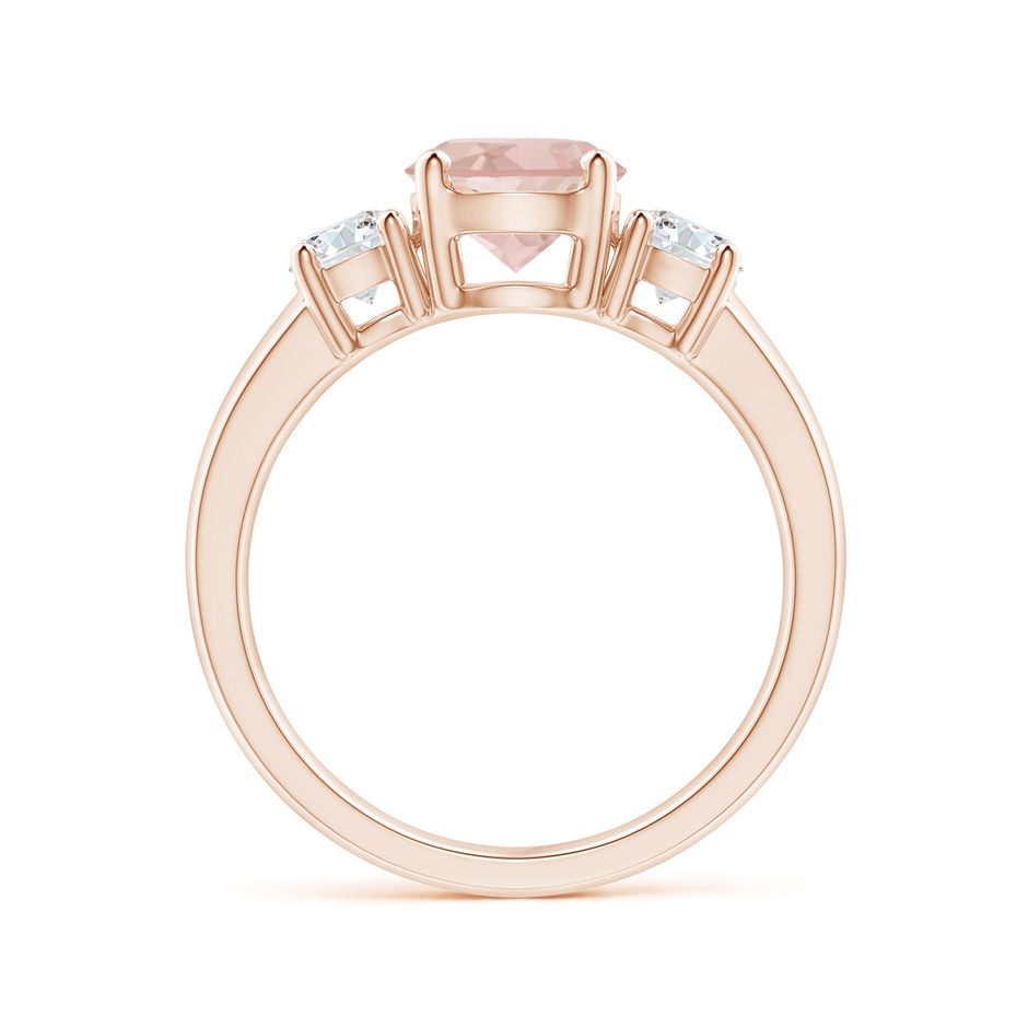 7mm AAAA Classic Morganite and Diamond Three Stone Engagement Ring in Rose Gold side-1