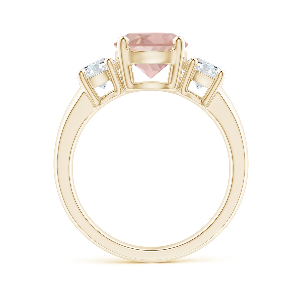 8mm AAA Classic Morganite and Diamond Three Stone Engagement Ring in Yellow Gold Side-1
