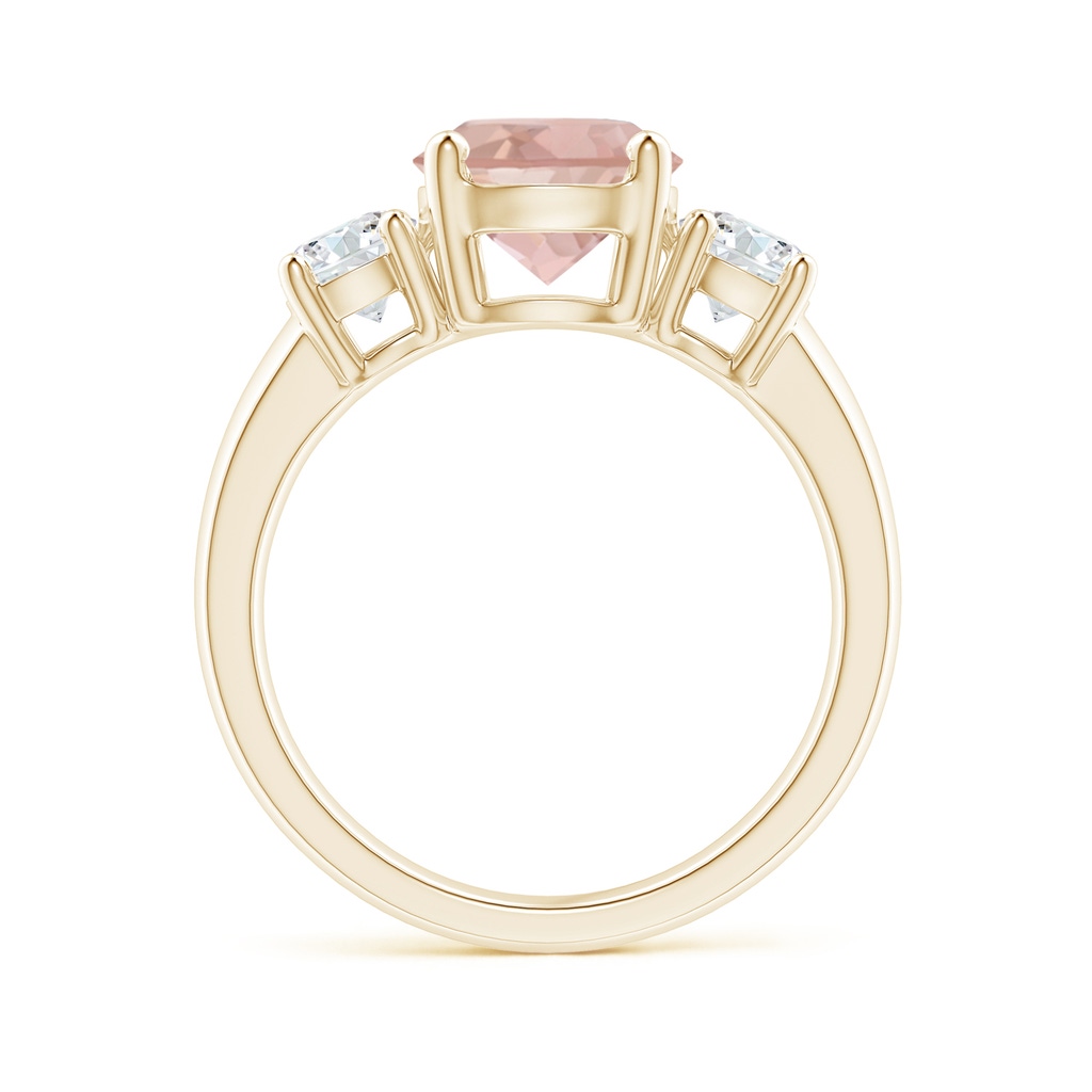 8mm AAA Classic Morganite and Diamond Three Stone Engagement Ring in Yellow Gold - side_1