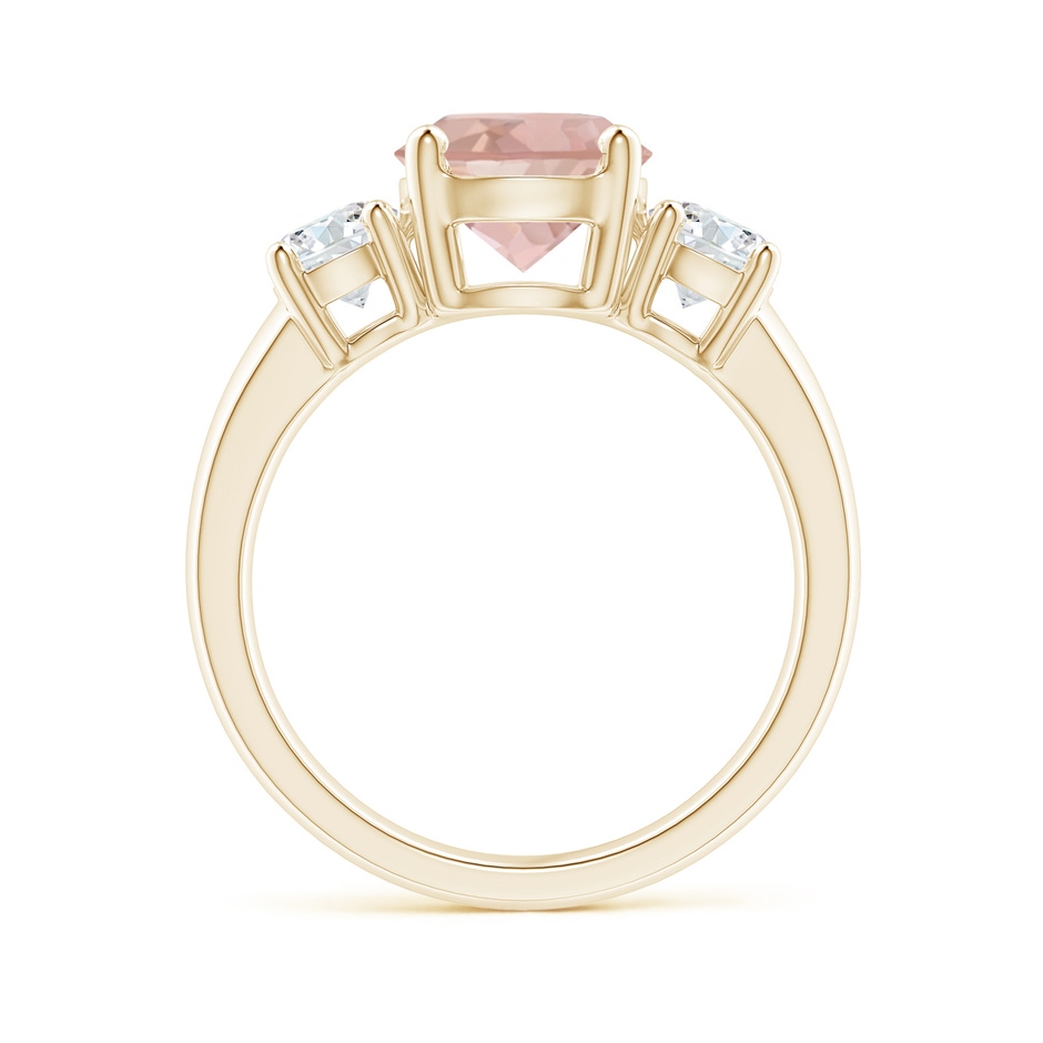 8mm AAA Classic Morganite and Diamond Three Stone Engagement Ring in Yellow Gold side-1