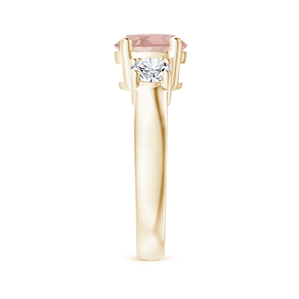 8mm AAA Classic Morganite and Diamond Three Stone Engagement Ring in Yellow Gold Side-2