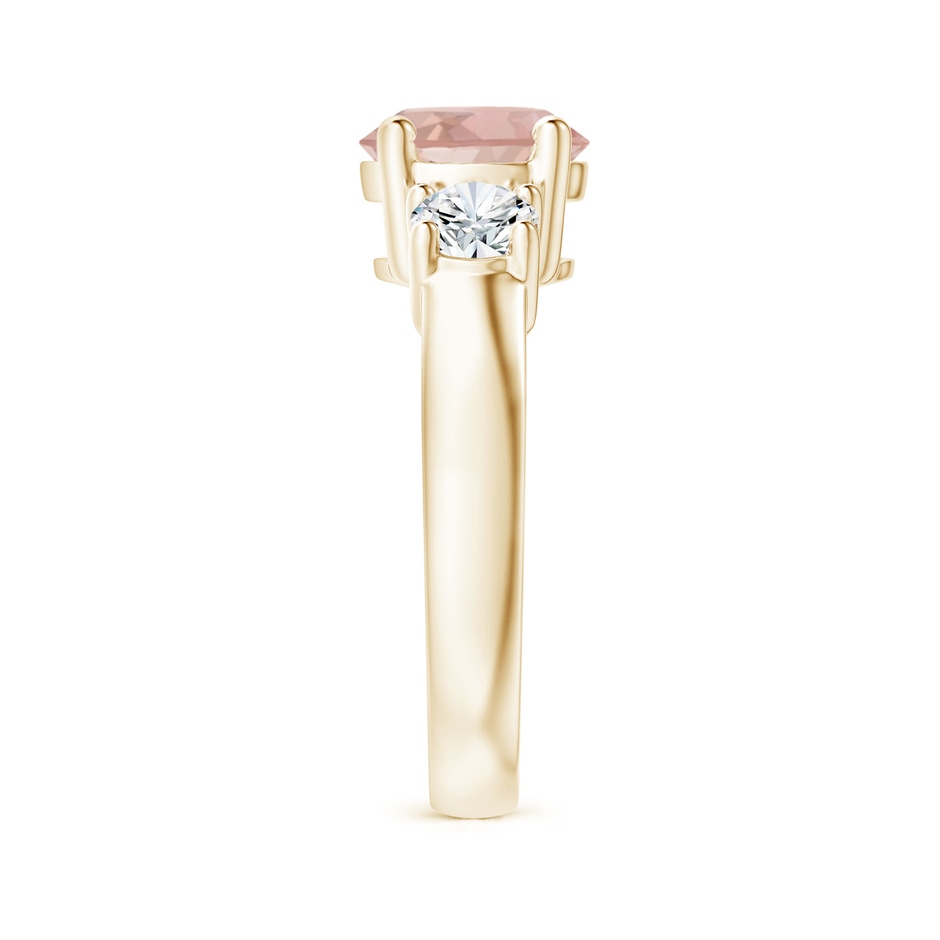 8mm AAA Classic Morganite and Diamond Three Stone Engagement Ring in Yellow Gold side-2