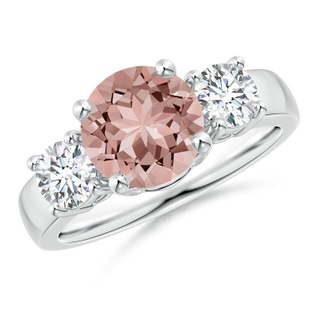 8mm AAAA Classic Morganite and Diamond Three Stone Engagement Ring in P950 Platinum