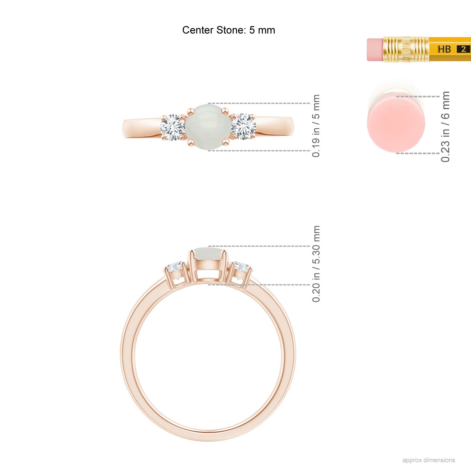 A - Moonstone / 0.66 CT / 14 KT Rose Gold