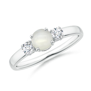 5mm AAAA Classic Moonstone and Diamond Three Stone Engagement Ring in White Gold