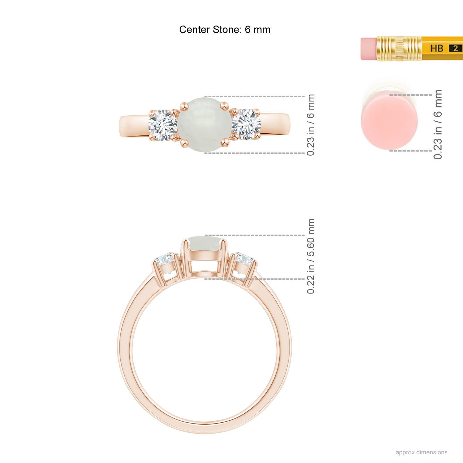 A - Moonstone / 1.12 CT / 14 KT Rose Gold