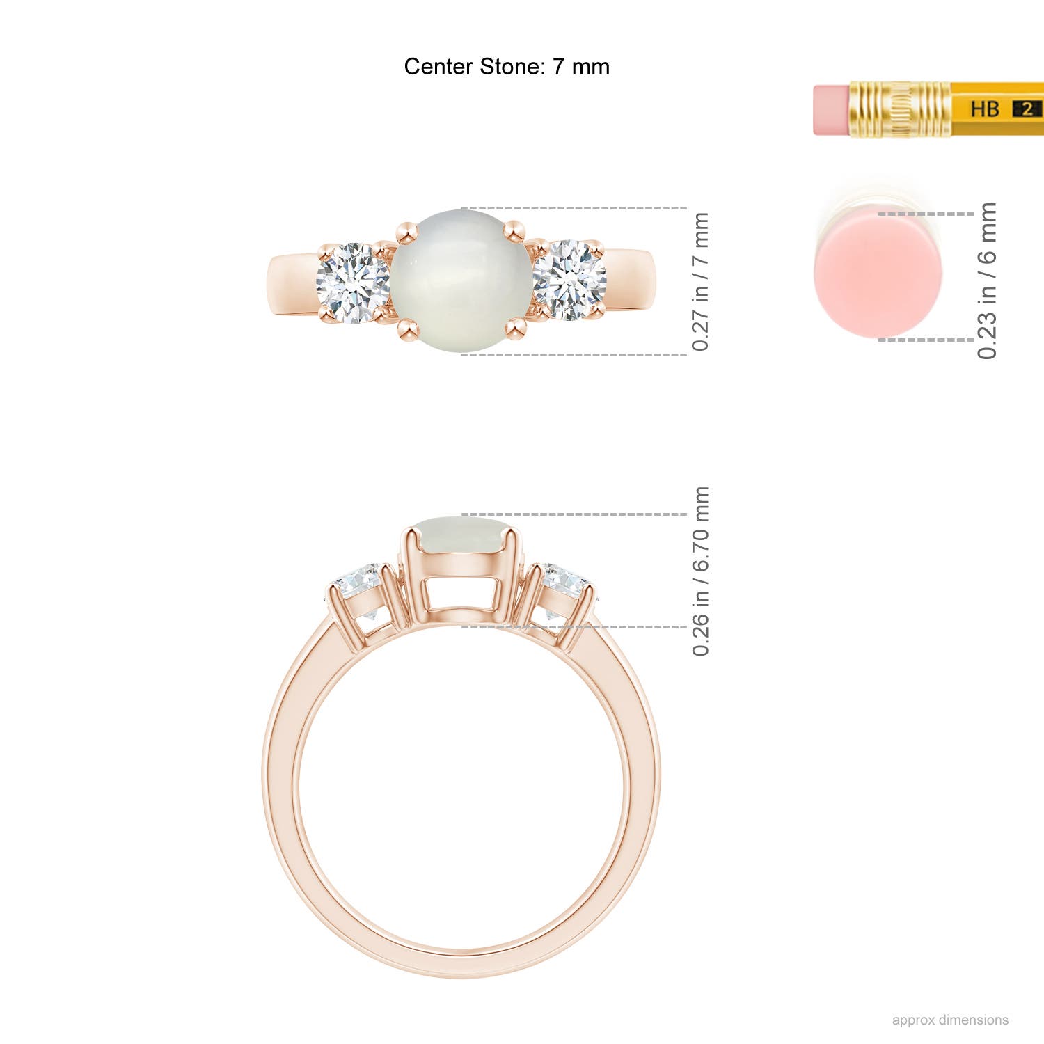 AAA - Moonstone / 1.71 CT / 14 KT Rose Gold