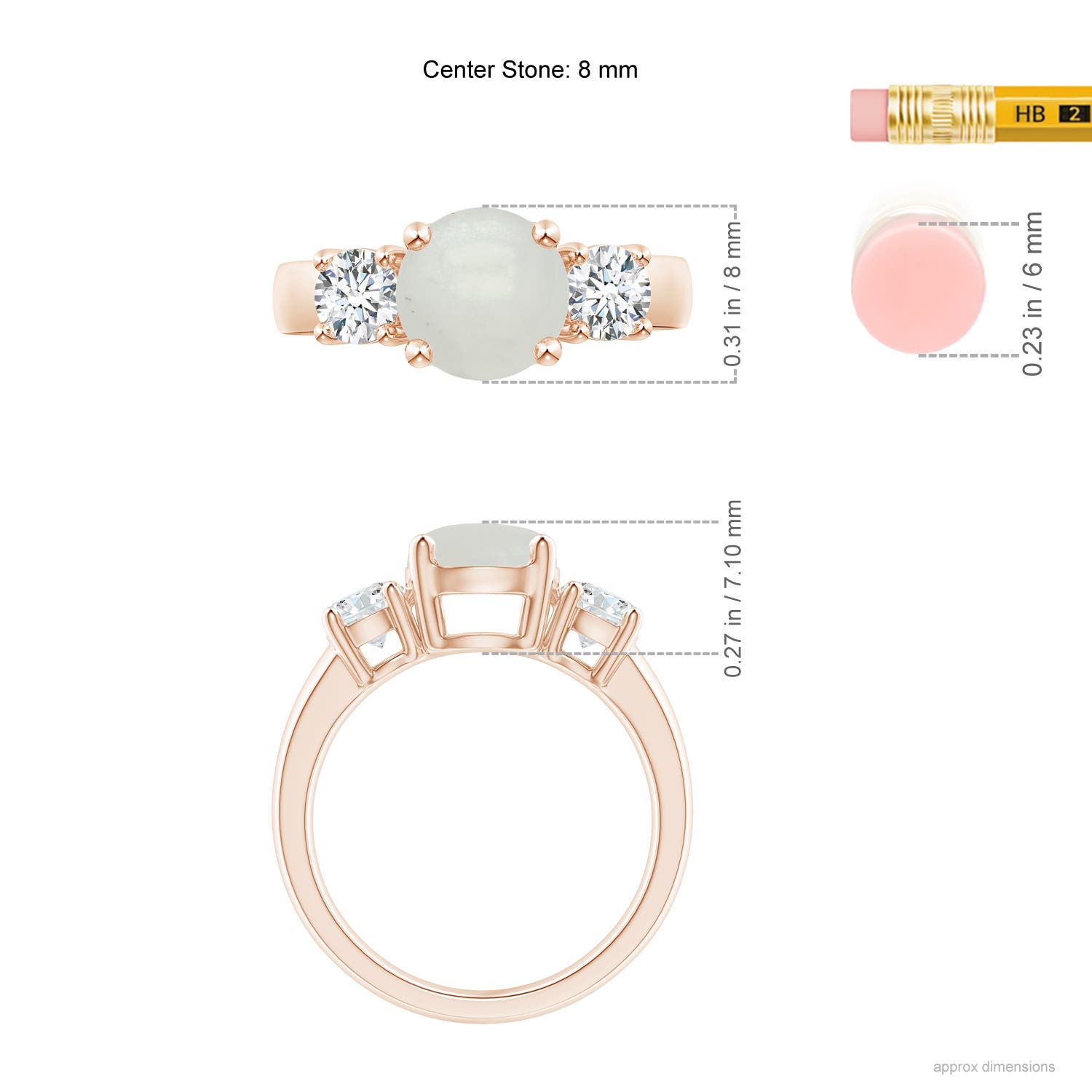 A - Moonstone / 2.6 CT / 14 KT Rose Gold