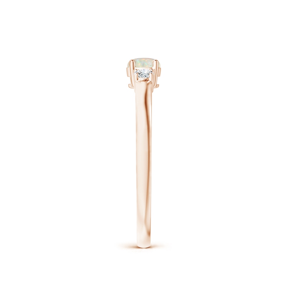 4mm AAA Classic Opal and Diamond Three Stone Engagement Ring in Rose Gold side-2