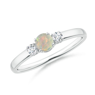 4mm AAAA Classic Opal and Diamond Three Stone Engagement Ring in 9K White Gold