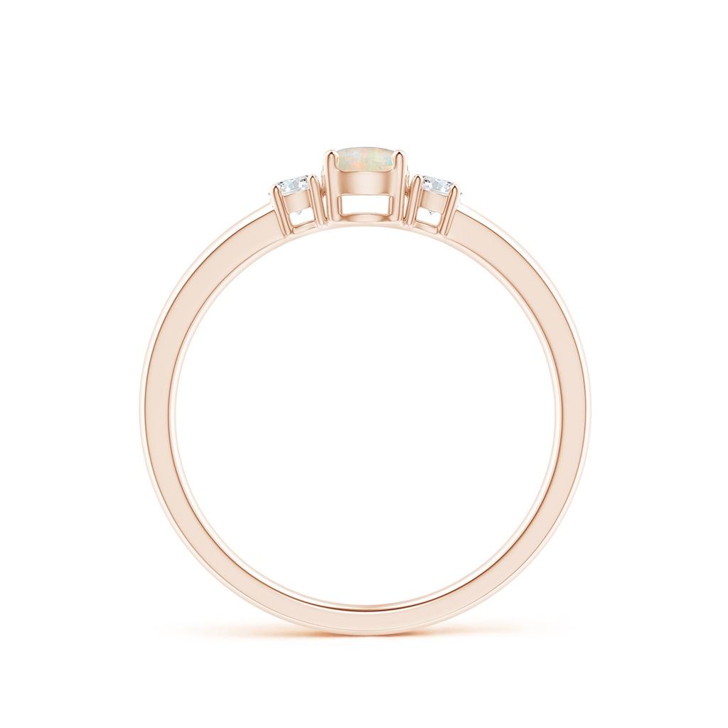 4mm AAAA Classic Opal and Diamond Three Stone Engagement Ring in Rose Gold Side-1