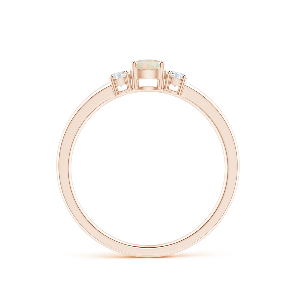 4mm AAAA Classic Opal and Diamond Three Stone Engagement Ring in Rose Gold side-1