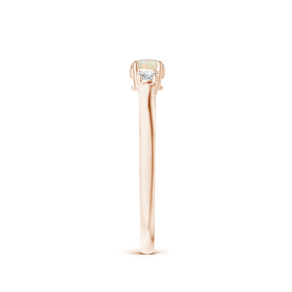 4mm AAAA Classic Opal and Diamond Three Stone Engagement Ring in Rose Gold Side-2