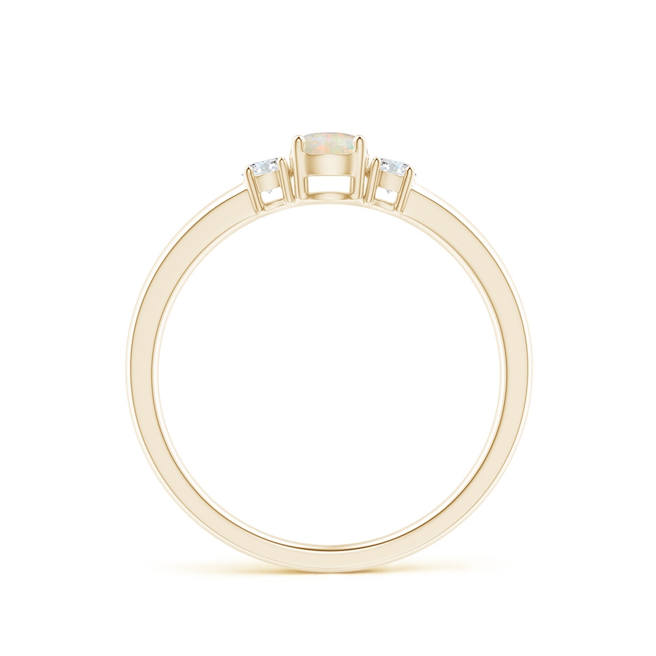 4mm AAAA Classic Opal and Diamond Three Stone Engagement Ring in Yellow Gold side-1