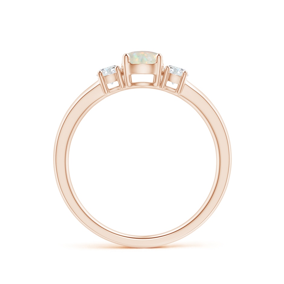 5mm AAA Classic Opal and Diamond Three Stone Engagement Ring in Rose Gold side-1