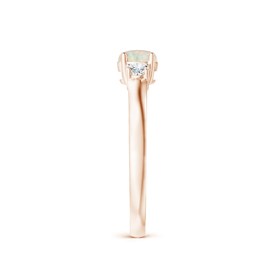 5mm AAA Classic Opal and Diamond Three Stone Engagement Ring in Rose Gold side-2