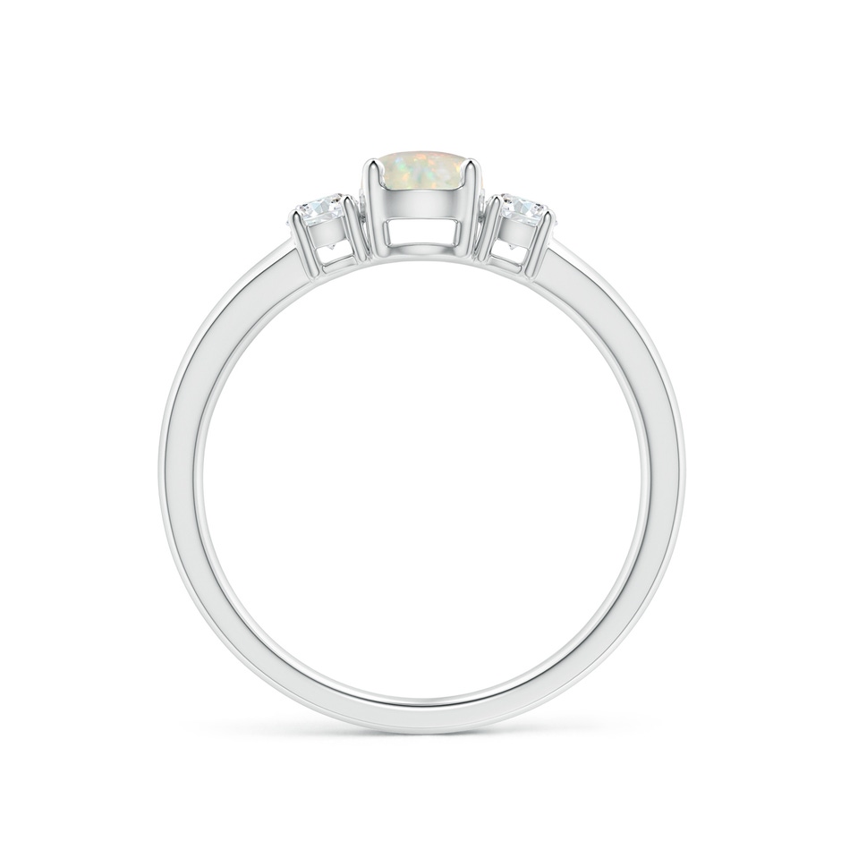 5mm AAA Classic Opal and Diamond Three Stone Engagement Ring in White Gold side-1