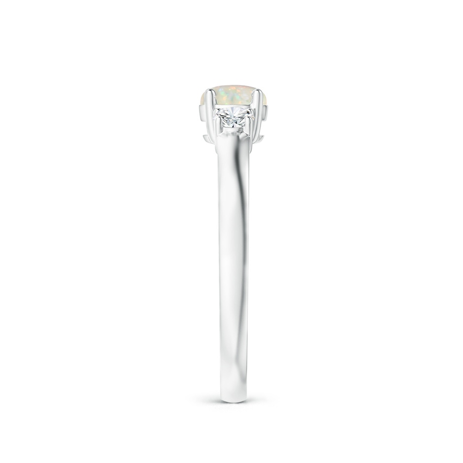 5mm AAA Classic Opal and Diamond Three Stone Engagement Ring in White Gold side-2