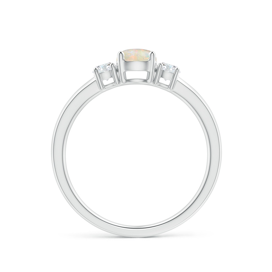 5mm AAAA Classic Opal and Diamond Three Stone Engagement Ring in White Gold side-1