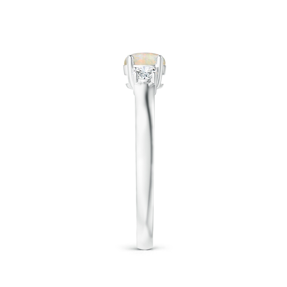 5mm AAAA Classic Opal and Diamond Three Stone Engagement Ring in White Gold side-2