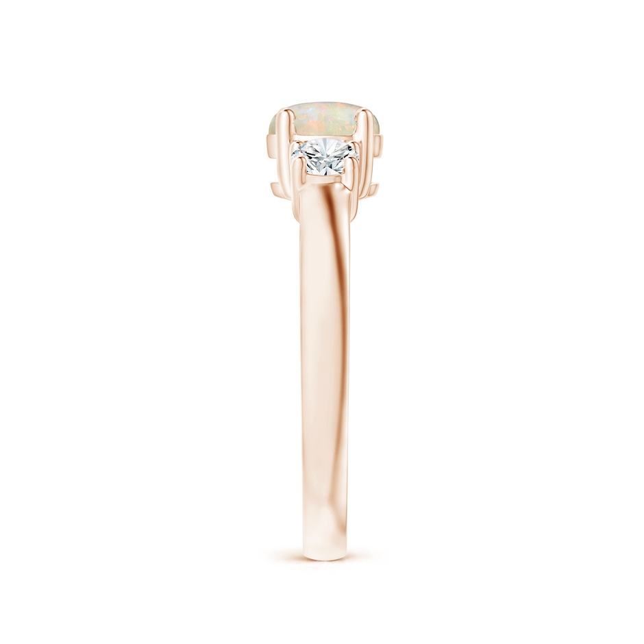 6mm AAAA Classic Opal and Diamond Three Stone Engagement Ring in Rose Gold side-2