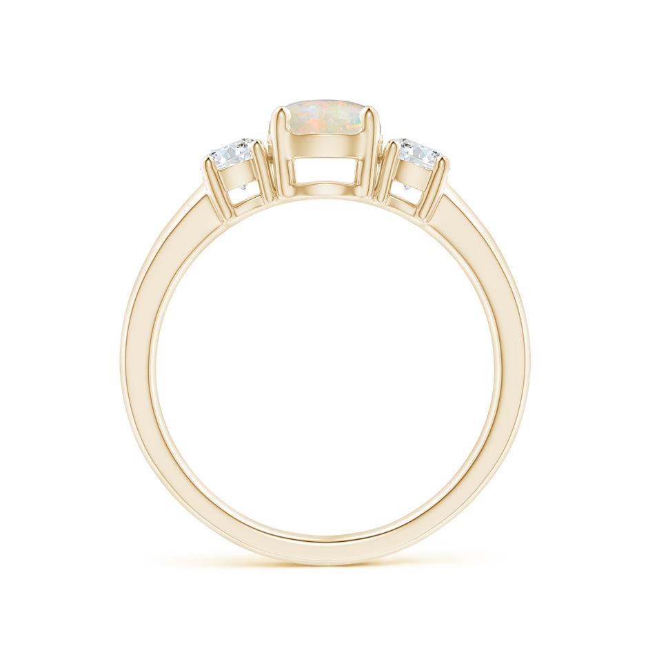 6mm AAAA Classic Opal and Diamond Three Stone Engagement Ring in Yellow Gold side-1