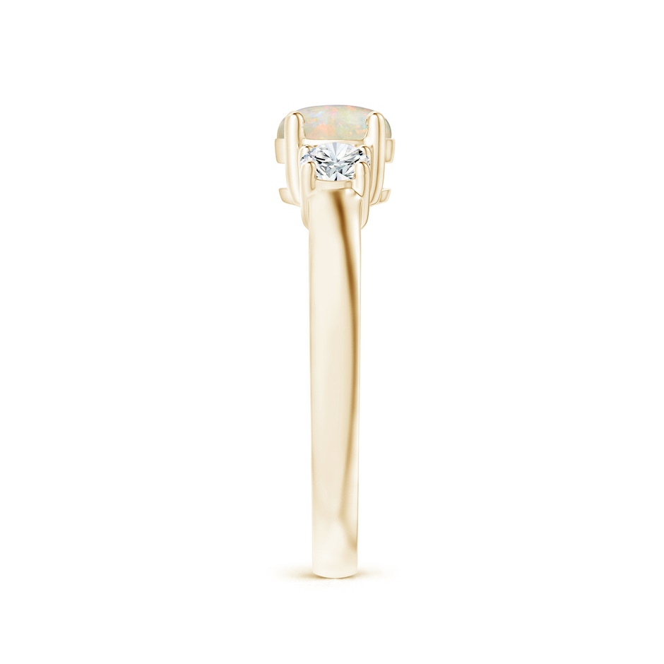 6mm AAAA Classic Opal and Diamond Three Stone Engagement Ring in Yellow Gold side-2