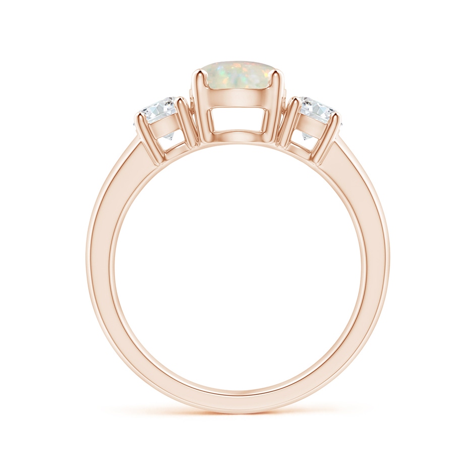 7mm AAA Classic Opal and Diamond Three Stone Engagement Ring in Rose Gold side-1