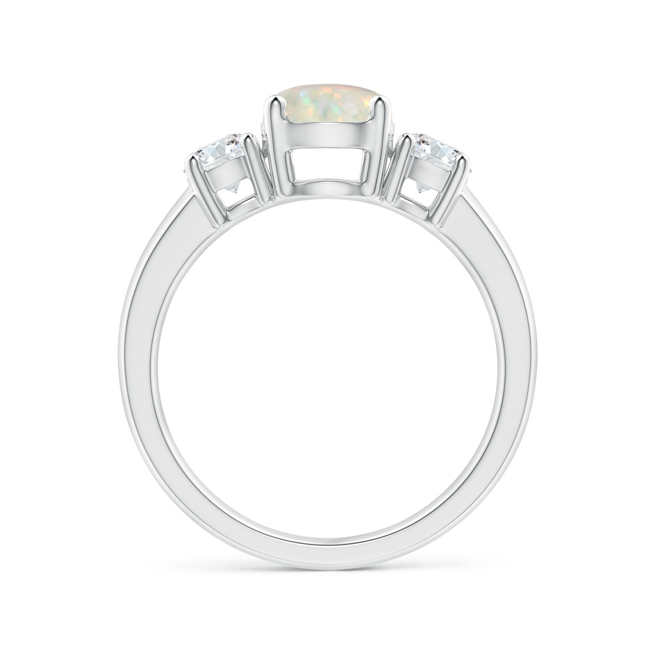 7mm AAA Classic Opal and Diamond Three Stone Engagement Ring in White Gold side-1