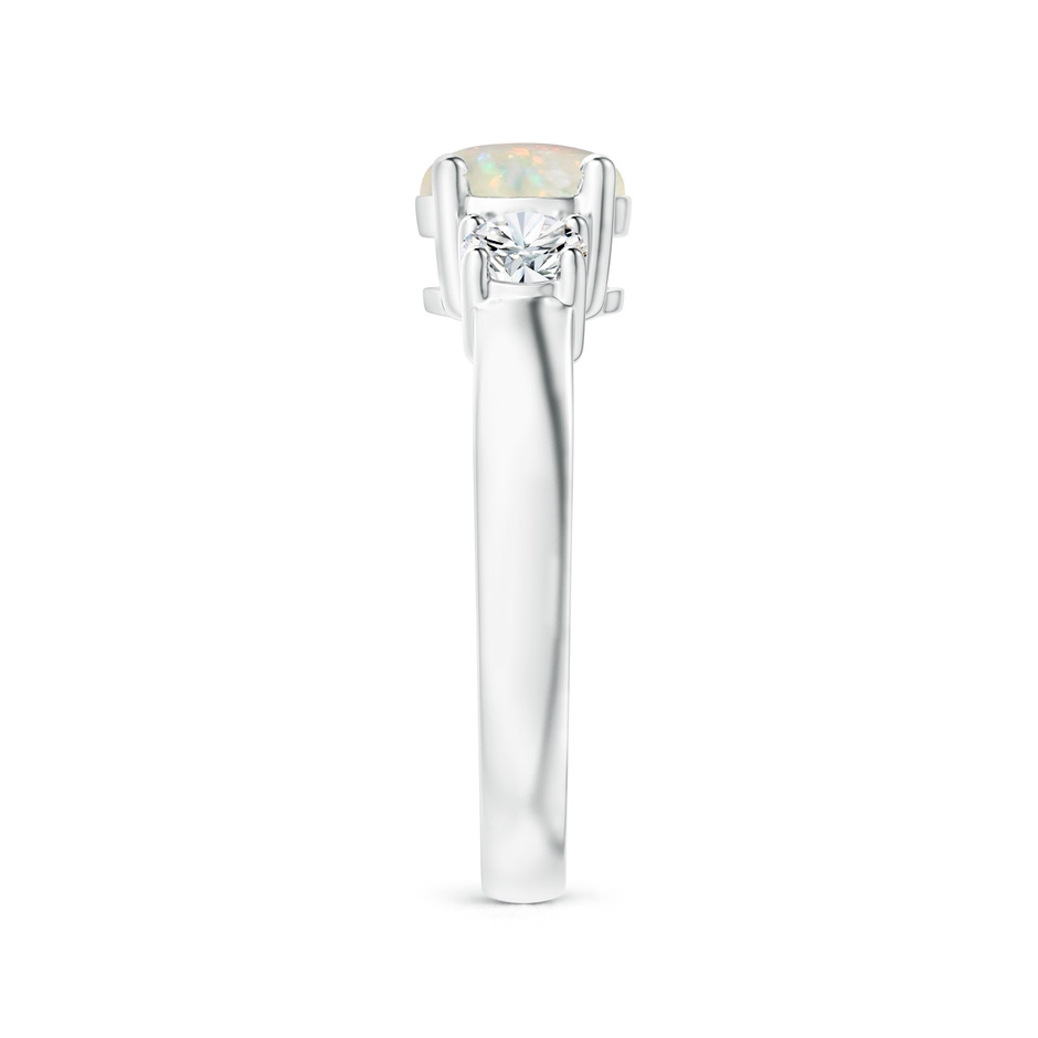 7mm AAA Classic Opal and Diamond Three Stone Engagement Ring in White Gold side-2
