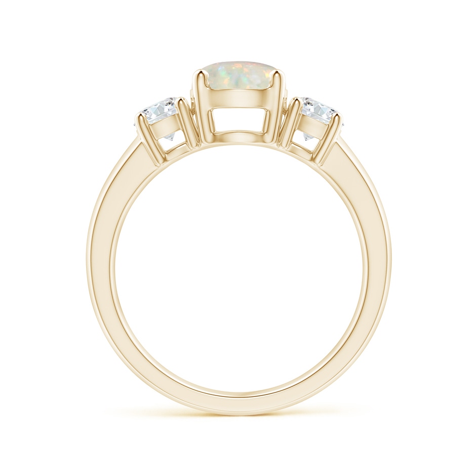 7mm AAA Classic Opal and Diamond Three Stone Engagement Ring in Yellow Gold side-1