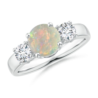 7mm AAAA Classic Opal and Diamond Three Stone Engagement Ring in P950 Platinum