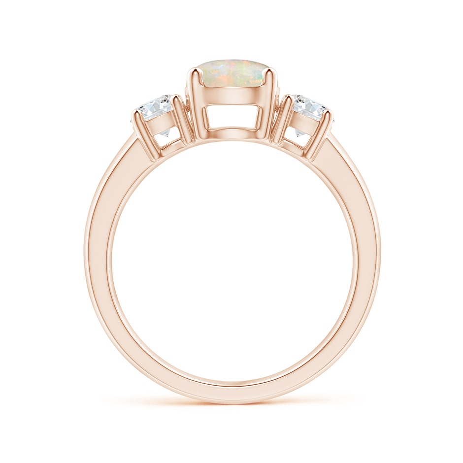 7mm AAAA Classic Opal and Diamond Three Stone Engagement Ring in Rose Gold side-1