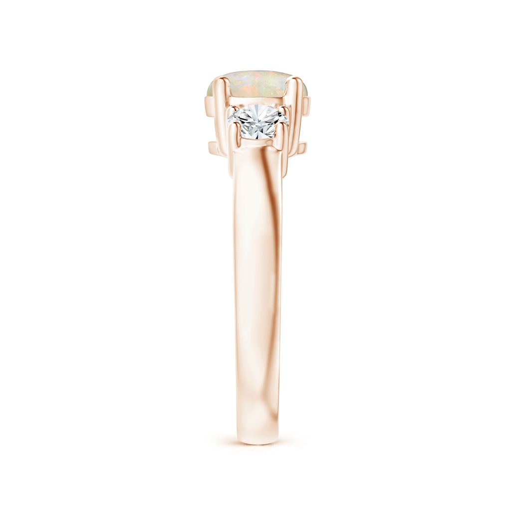 7mm AAAA Classic Opal and Diamond Three Stone Engagement Ring in Rose Gold Side-2