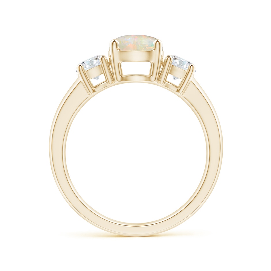7mm AAAA Classic Opal and Diamond Three Stone Engagement Ring in Yellow Gold side-1