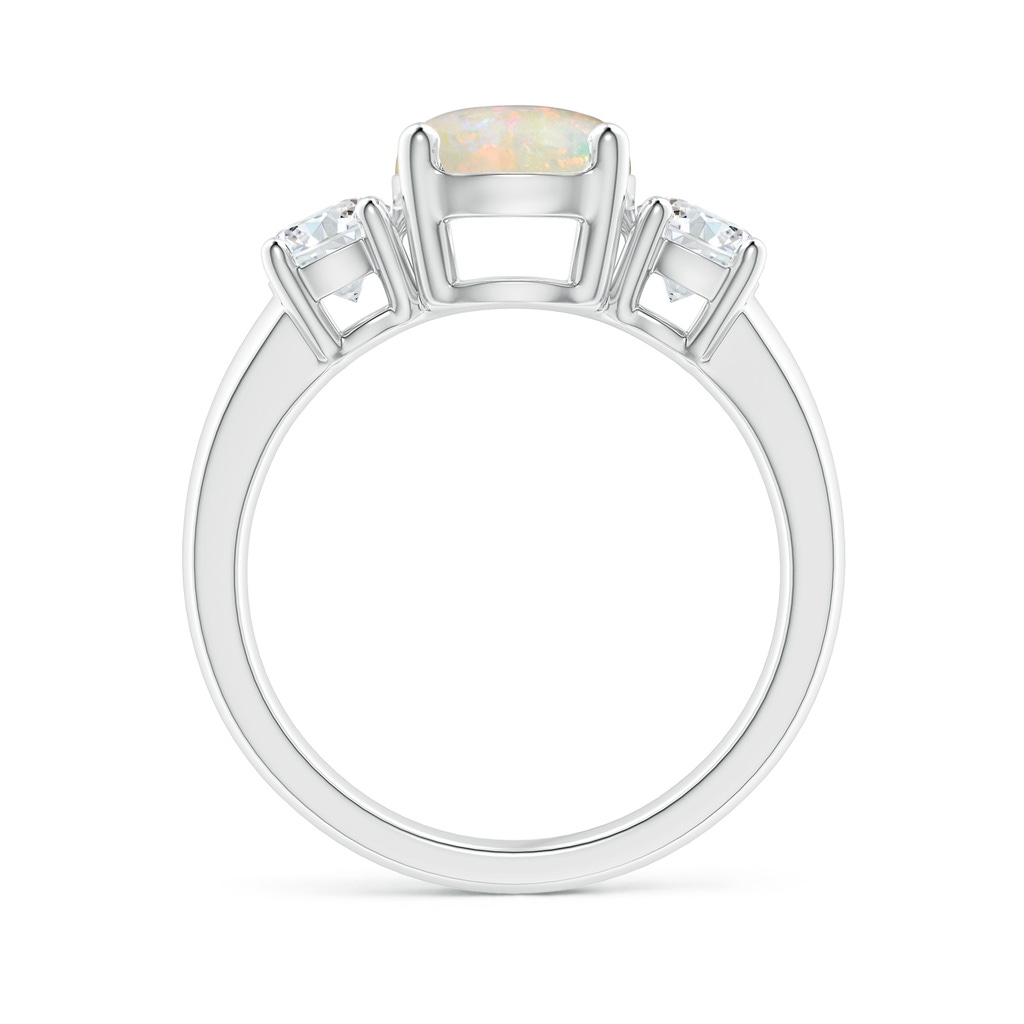 8mm AAAA Classic Opal and Diamond Three Stone Engagement Ring in P950 Platinum Side-1