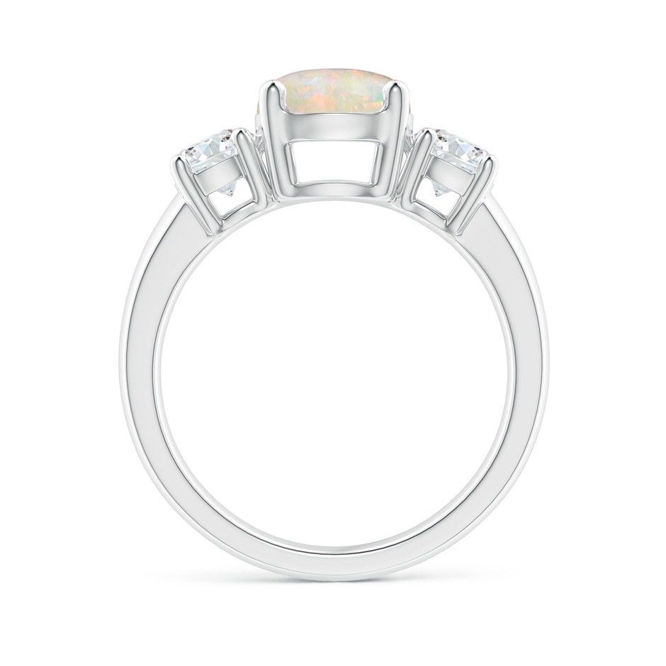 8mm AAAA Classic Opal and Diamond Three Stone Engagement Ring in White Gold side-1