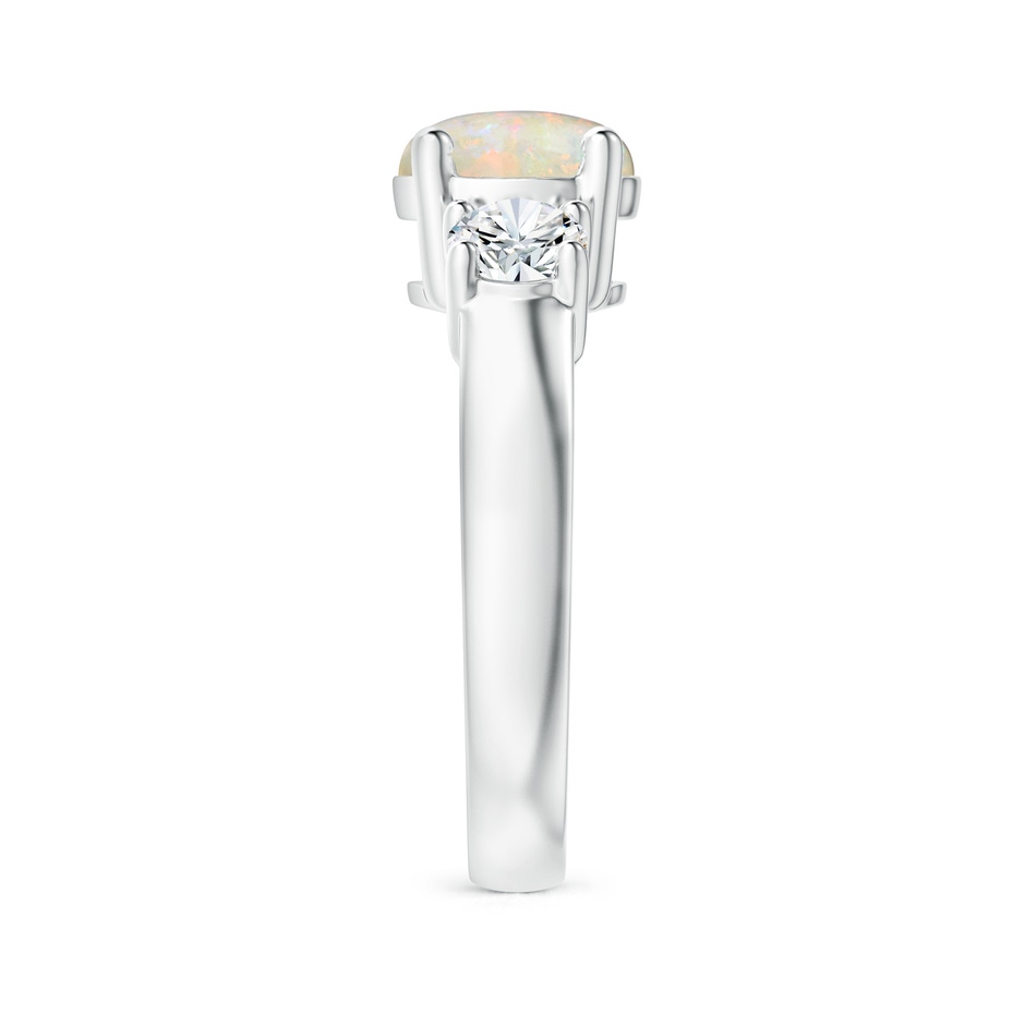 8mm AAAA Classic Opal and Diamond Three Stone Engagement Ring in White Gold side-2