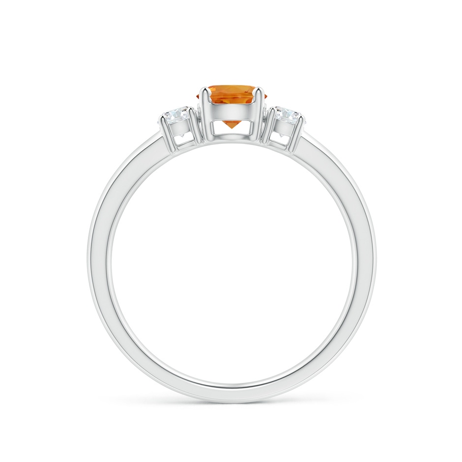 5mm AAA Classic Orange Sapphire Three Stone Ring with Diamonds in White Gold Side-1