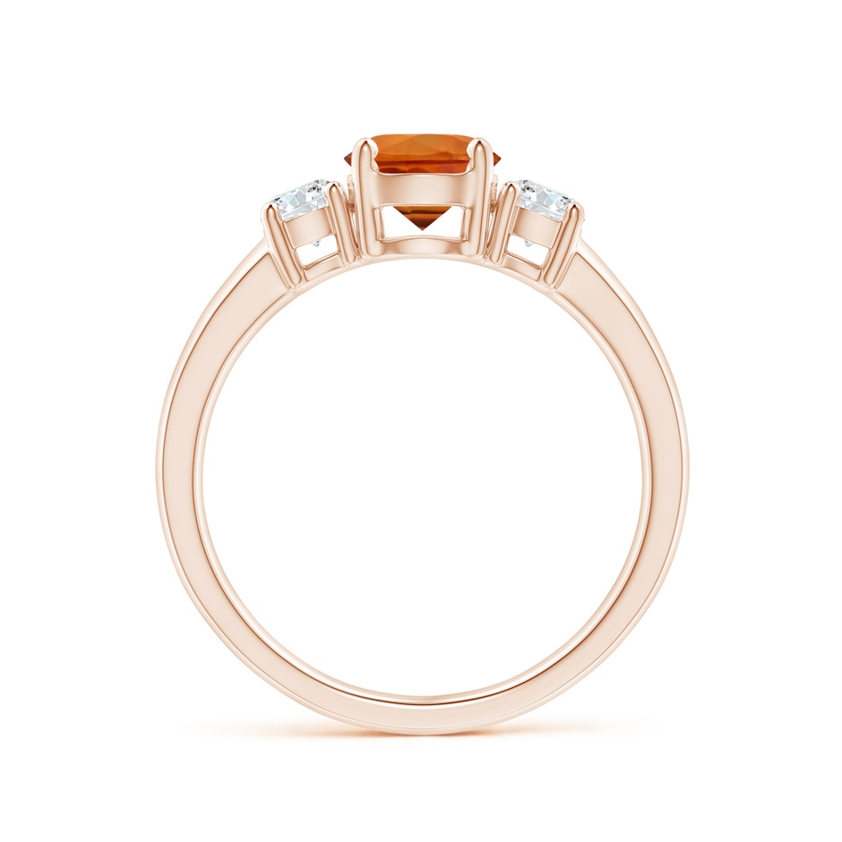 6mm AAAA Classic Orange Sapphire Three Stone Ring with Diamonds in Rose Gold side-1